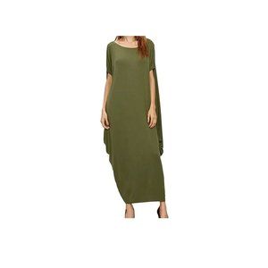 Tunic Dress for Womens Short Sleeve Crew Neck Green 2X